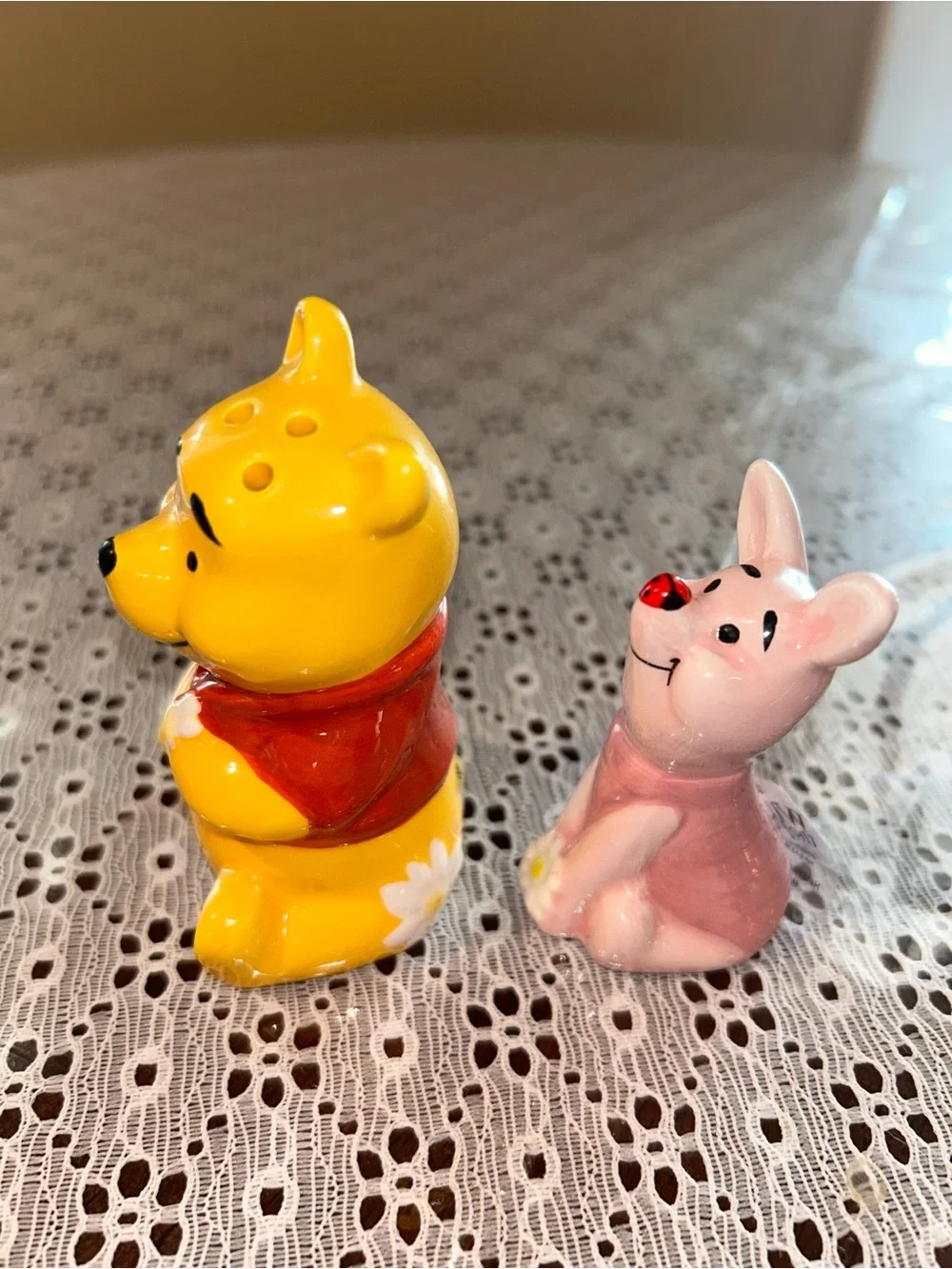 Winnie-the-Pooh and Piglet Floral Ceramic Salt and Pepper Set
